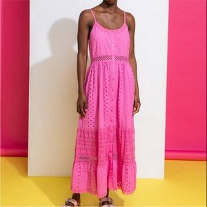 SMF Pink Eyelet Maxi Dress
